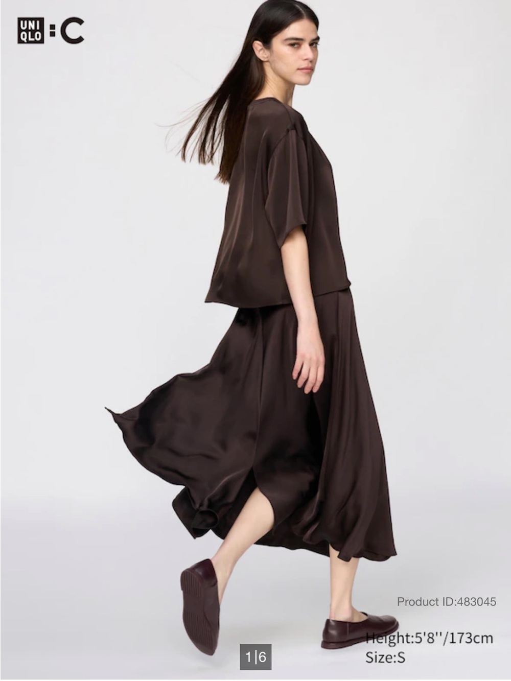 Uniqlo Women’s Satin Long Skirt Dark Brown